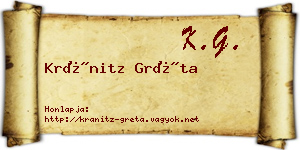 Kránitz Gréta névjegykártya